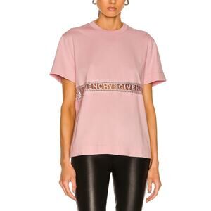 Givenchy Lace Insert Logo Pink T-Shirt - Size S